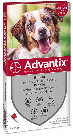 ADVANTIX SPOT ON 4 PIPETTE 10-25KG