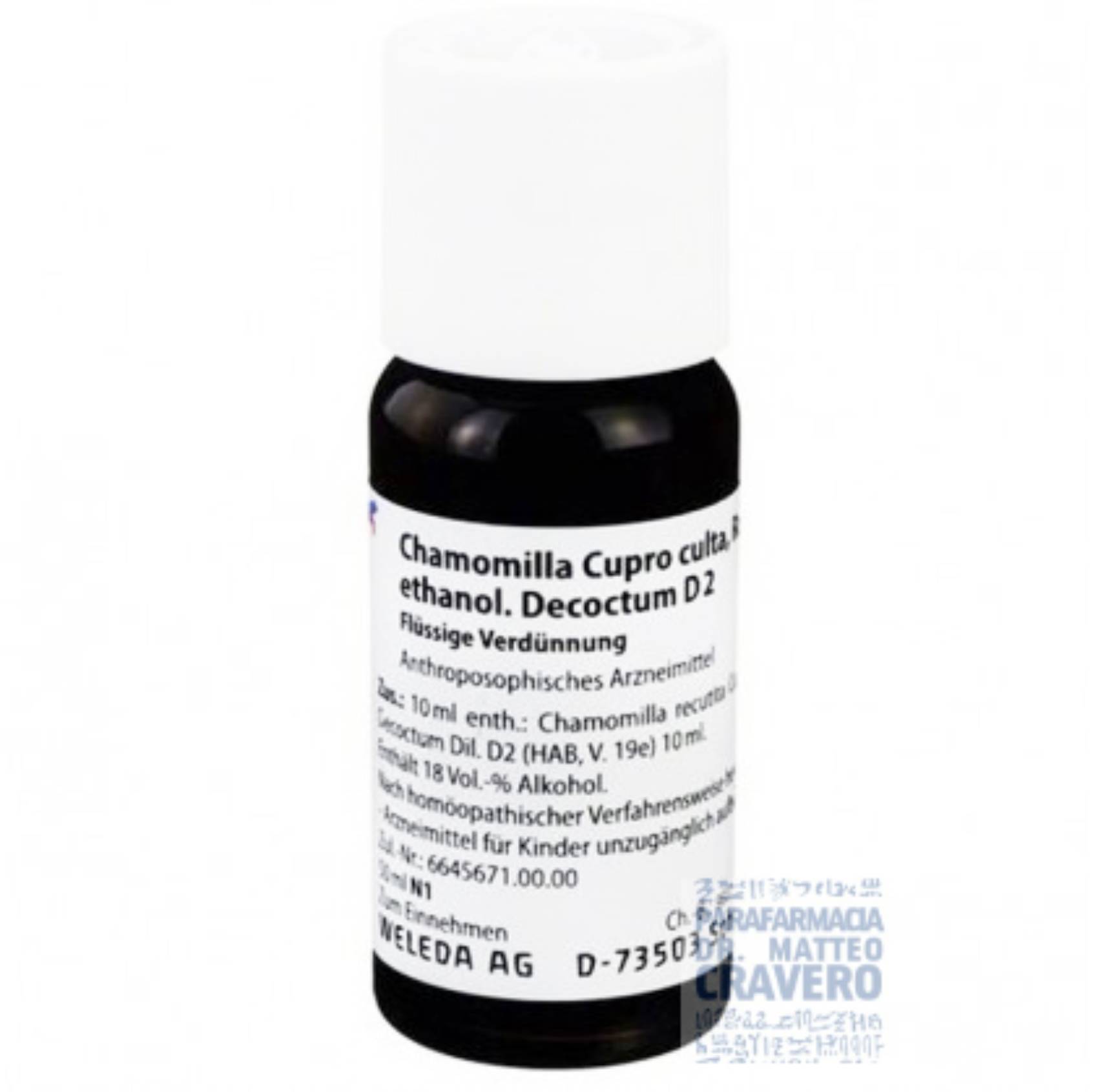 Chamomilla Cupro Culta Radix ethanol. Decoctum D2 50ml gocce
