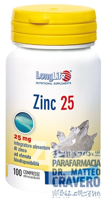 Longlife Zinc 25mg 100 compresse