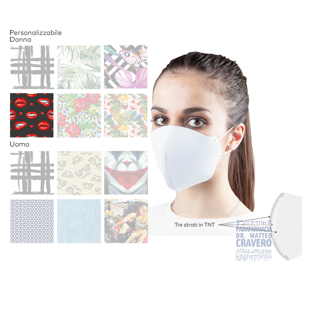 mascherina tnt sanificabile 20 volte labbra M