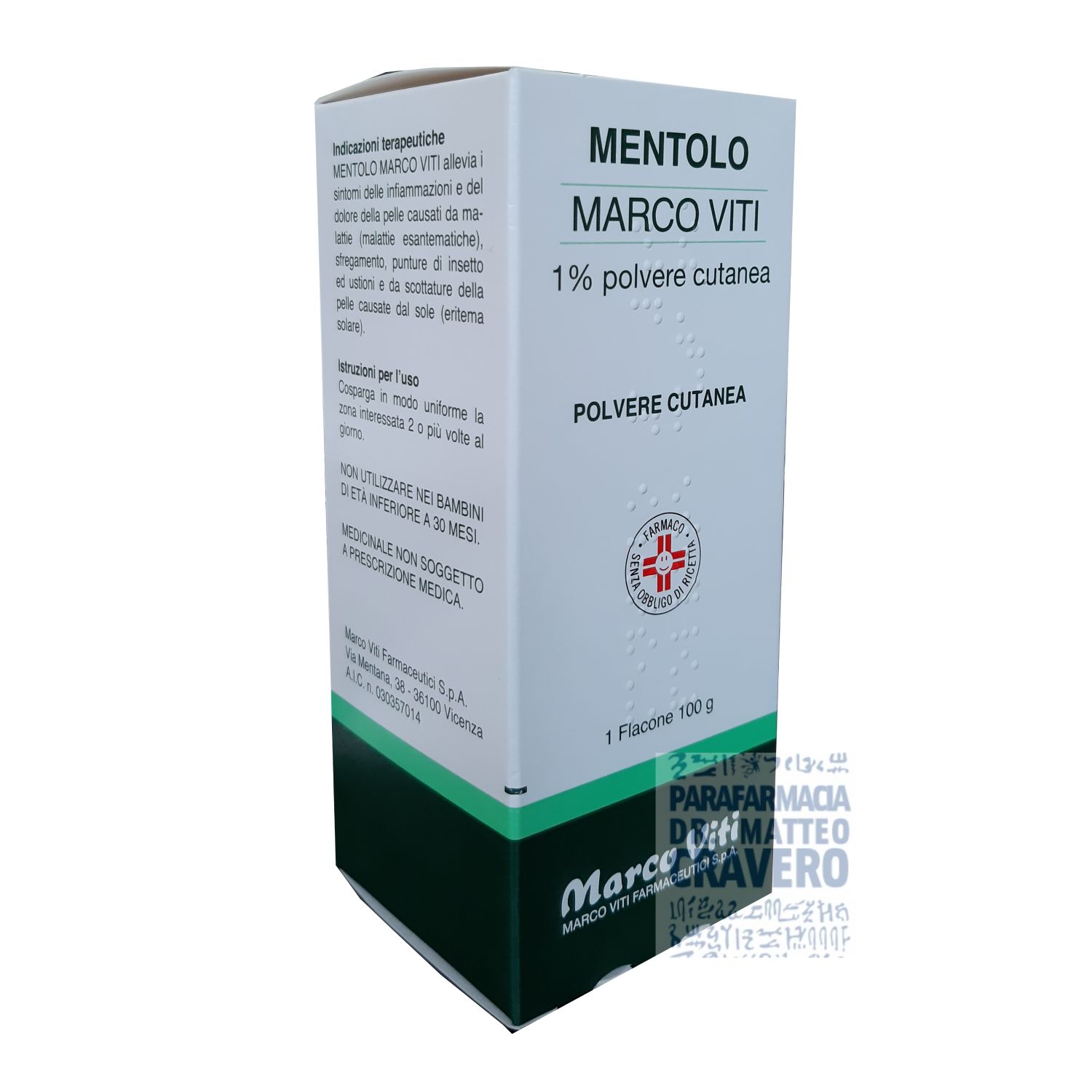 Mentolo polvere cutanea MV 1% 100g 
