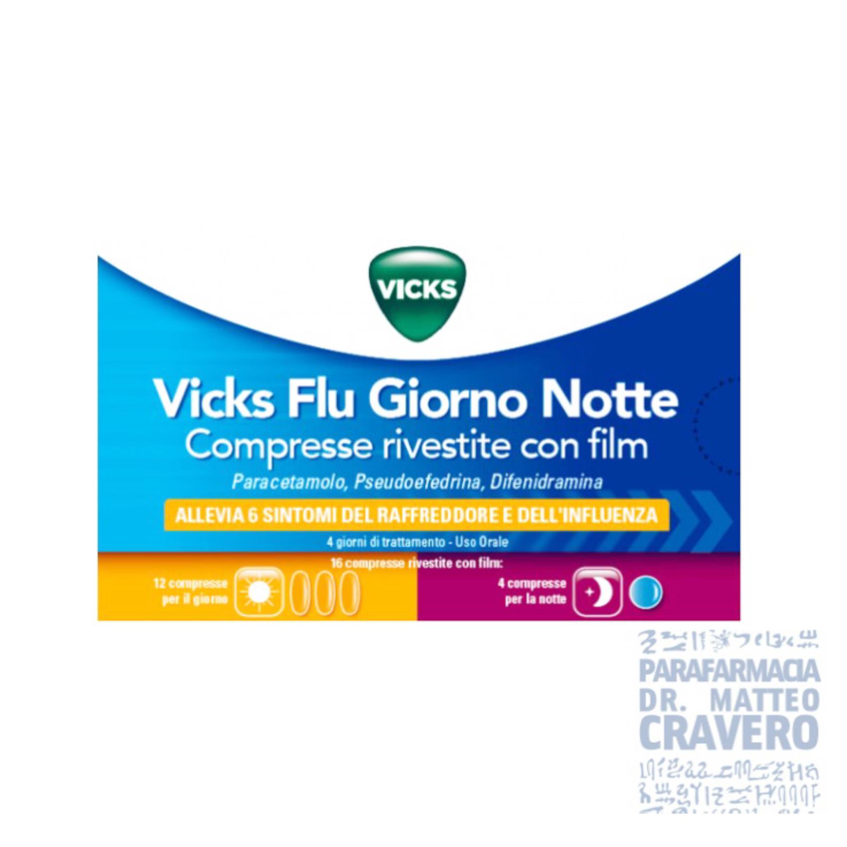 Vicks Flu Giorno Notte 12+4 Compresse